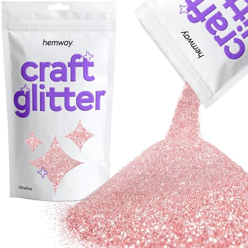 Hemway Craft Glitter Light Rose Gold 100g Ultrafine Glitter | for Crafts, Resin, Cosmetic, Nail, Face, Body, Festival, Tumblers, Art, Candle, Crafting