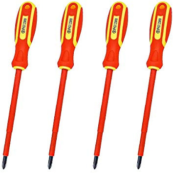 LEDLUX 4 Pezzi Cacciavite Isolato a Croce,Cacciavite A Stella Per Elettricista,Lama Isolante,Misura PH1 5X125mm