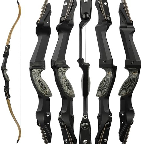 SHARROW Recurvebogen Set Erwachsene 30-65Lbs ILF Bogen Riser Wettbewerbsbogen BogenschießEn Set Jagdbogen Recurve Bogen Links Rechtshänder (Holzfarbe-Rechtshänder, 60Zoll-40LBS)
