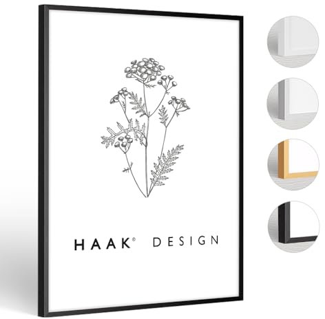HaakDesign schmaler Bilderrahmen Alena Aluminium Alubilderrahmen 60 x 90 cm Schwarz (matt) Fotorahmen, Geschenkidee