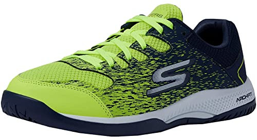 Skechers Herren Viper Court Pickleball Sneaker, Yellow Synthetic Mesh Navy Trim, 47 EU