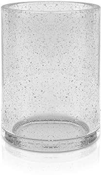 Nadi Collection | Vaso Cepillo Dientes baño | Serie Kamala | Cristal | para baño o Cocina | 7.3 cm ∅ x 10 cm Alto (Gris)