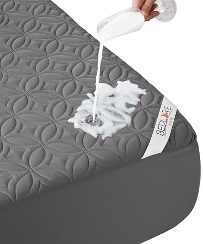 BEDLORE Matratzenschoner 140 x 200, wasserdichte Matratzenauflage mit 30 cm tiefem Taschenformat, weicher atmungsaktiver Matratzenbezug, waschbar für Zuhause, Schlafzimmer (Grau)