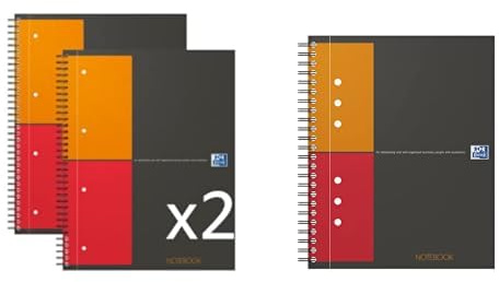 Oxford Lot 2 Cahiers International Notebook A4+ Petits Carreaux 5mm 160 Pages Reliure Intégrale Couverture Carte Gris & Cahier International Notebook A5+ Petits Carreaux 5mm 160 Pages Reliure