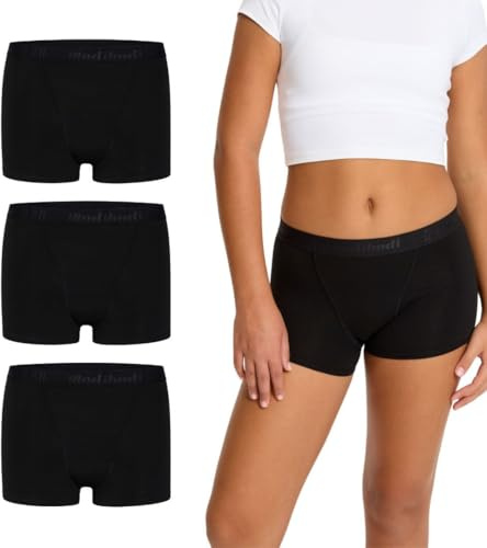 Modibodi Teen Period Underwear Hipster Boyshort 3-Pack Black Y12-14