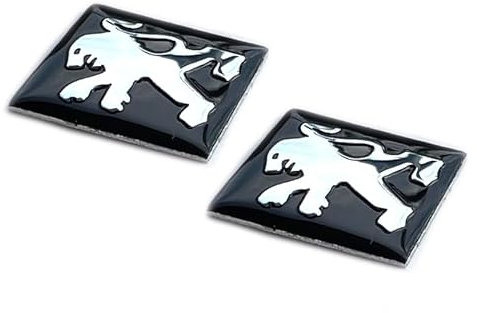 2 Stück Aufkleber 16 x 16mm Diameter mit Logo geeignet für PeugotAuto. Sticker mit Emblem. Mit einem transparent Silikonshutz (2St.Pg 16x16mm)