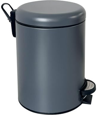 JM ·YIPENG Kosmetikeimer 12 Liter, Mülleimer Bad mit Deckel, Grau Tretmülleimer mit Absenkautomatik und Inneneimer,Abfalleimer Bad für Badezimmer, Büro,Küche,Schlafzimmer,WC