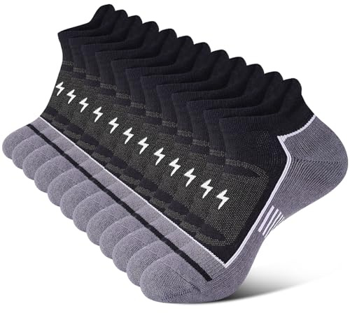 Cirorld Calzini Uomo e Donna, Calzini Sportivi Anti-vesciche Traspiranti, 6 Paia Calzini Uomo Corti, Calze Uomo Corte Cotone per Running, Ciclismo, Lavoro, Trekking 43-46 Multipack, Nero