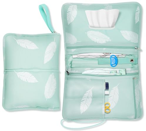 NesriToy Baby Windeltasche mit Wickelunterlage - Wickeltasche für unterwegs mit viel Platz, Kleine Wickeltasche mit elastische(31 * 22cm)