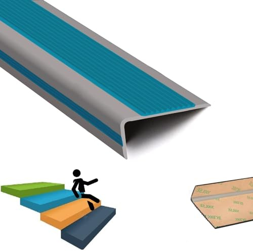 Borde de borde de escalera 5x2,5 cm, Perfil de borde de escalera de PVC Tira Antideslizante Tira Para Piscinas Interiores y Exteriores, Baldosas, Escaleras de Madera y Metal ( Color : Blauw , Size : 1