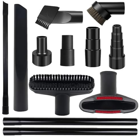 BGSIME 12 PCS Vacuum Attachments & Brushes Kit for Shop Vac Accessories & Household Cleaning, Includes 2 1/2 to 1 1/4 and 1 7/8 to 1 Vacuum Hose Adapters, Crevice Tool & 2 Vacuum Extension Wands