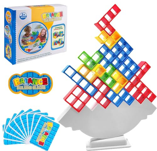 Dowdiles 64 Stück Tetra Tower Spiel,Tetris Balance Toy,Tetris Tower Spiel,Stacking Game Creative,Tetris Tower for Children and Adults, Funny Balance Game