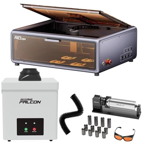 Creality Falcon A1 10W Engraving Machine with YW45 Smoke Extractor, Rotary Roller Kit Pro– Compact Enclosed La ser Engraver Cutter, CoreXY System, Dual-Door Design, Smart Camera, 387×305mm Work Area