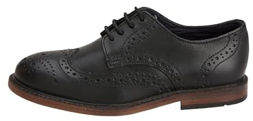 NEXT Ragazzo Scarpe Brogue in Pelle Stringate - Pianta Larga (G) Nero