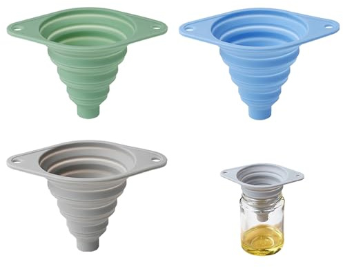 KASESSS Set De 3 Embudos Plegable De Silicona, PortáTil Multiusos Embudo Cocina, Embudo PequeñOpara, Hogar, Botellas De Agua, Botella De Aceite, LíQuidos Y Polvos Gadgets Cocina 3 Colores