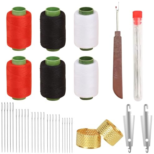 Juego de costura de 37 piezas con accesorios de costura, bobinas de hilo, kit de costura, kit de costura, aguja e hilo, viaje de costura para principiantes y aficionados al bricolaje