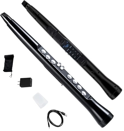 KOMFOTEU Juego de Instrumento de Viento Digital Portátil, Saxofón Electrónico con 100 Sonidos, MIDI Inalámbrico, Altavoz HIFI, Rango de 4 Octavas y 2 Digitaciones, Instrumento Recargable