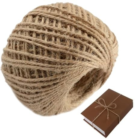 Xmccvt Cuerda de Yute | 50 Metros de Cuerda de Rafia Tejida de | Cuerda de Yute para Envolver Regalos, para Manualidades, jardineros, Agricultores, planificadores de Bodas, Embalaje de Regalo