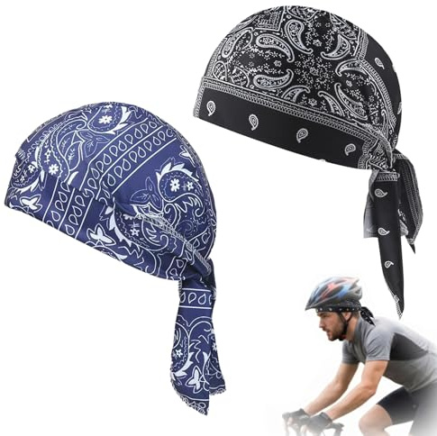 2 Piezas Bandana Ciclismo Hombre, Pañuelo Cabeza Hombre Transpirable para Deportes al Aire Libre, Gorra Bicicleta Ajustable para Running y Moto, Bandana Hombre, Pañuelo Cabeza Hombre