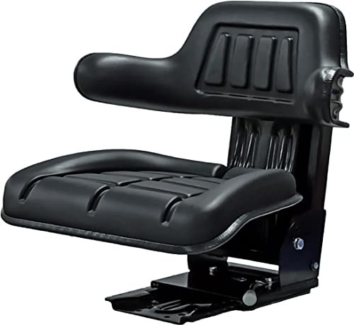 KLARA SEATS Schleppersitz Traktorsitz Universalsitz Trecker Sitz Oldtimer gefedert KS 44/2V PVC Schwarz neigungsverstellbar mit Stossdämpfer und Zugfedern