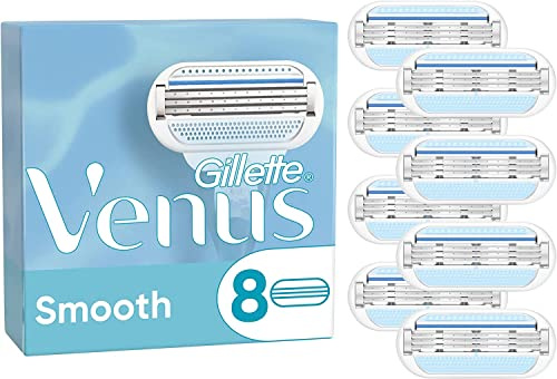 Gillette Venus Smooth Rasierklingen Damen, 8 Ersatzklingen für Damenrasierer mit 3-fach Klinge