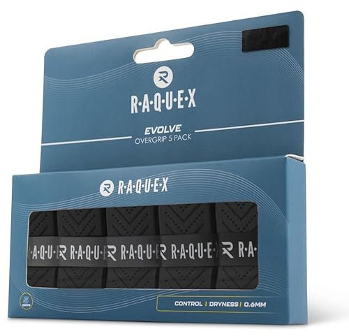 Raquex Evolve Griffband für Schläger (5er Pack) – Tennis, Badminton, Squash, Padel, Pickleball – Mehrfarbiges Griffband – Langlebig, Weich, rutschfest