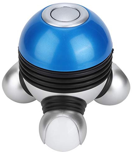 Tragbares Sportmassagegerät, Tragbares Mini Handkörper Vibrationsmassagegerät mit LED Licht Zur Linderung von Kopf Hals Beinen(Blau)