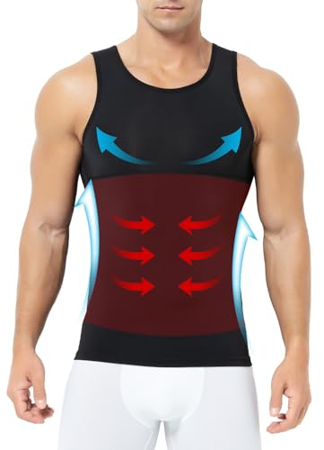 Casey Kevin Men's Compression Vest Thickened Ice Silk Shapewear 4-Way Stretch Abdominal Slimming Tank Tops for Workouts,Black,X-Large