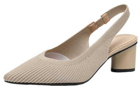 ticticlily Scarpe Donna Sandalo Décolleté Classiche con Fibbie e Cinturini Posteriori da Donna Slingback A1 Albicocca Chiaro 39 EU