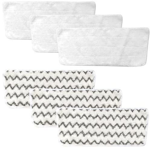 6 Stück Dampfreiniger Ersatzbezüg Mikrofaser-Bodentücher, Ersatztücher für Vileda Dampfreiniger XXL, Microfasertücher Vileda Steam PLUS XXL Dampfreiniger Zubehör Reinigungstuch(3 Grau+3 Weiß)