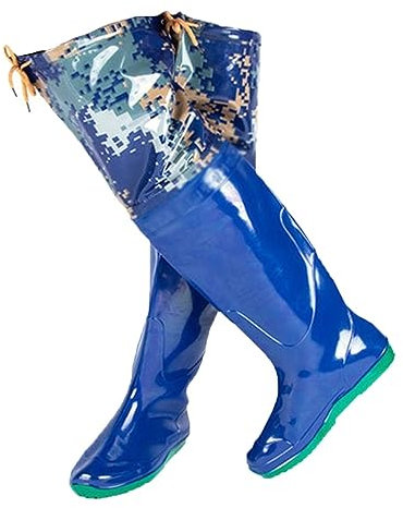 IBOWZ Hip Waders Fiske Hip Waders Blå Kamouflage Hip Wader - 60 cm, Herr- och Damstövlar med Knäskydd Och Höfter Vattentät Och Halkfri
