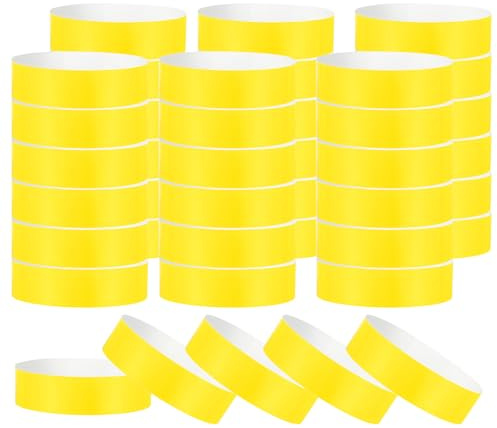 PATIKIL Braccialetti Carta per Eventi, 200Pz Braccialetti Festa Neon, Braccialetti Impermeabili Colorati Identificazione Concerti, Braccialetti Polso per Ingresso Bar Giallo Fluorescente