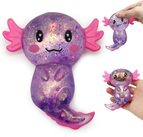 Mrltau Axolotl Sugar Squeeze Toy, Squishy Axolotl Toy, 10 × 8 cm, Axolotl Antistress Ball Children Adults (Purple)