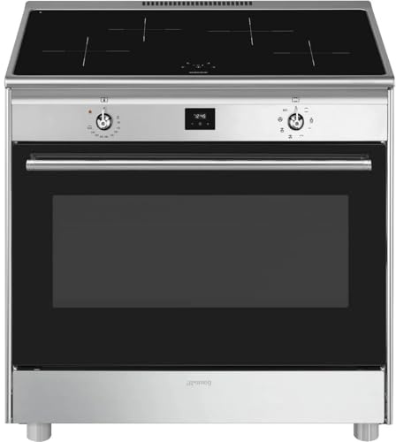 Smeg CG90CIXT - Cucina induzione 4 fuochi con forno elettrico, 90x60 cm, Classe energetica A