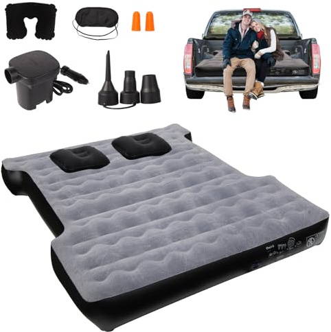 Onirii Camping Pickup Truck Bed Air Mattress for 5.5-5.8 Ft,Thickened Full Size Short Inflatable Truck Beds Mattress,Sleeping Pad with with Air Pump for Outdoor Camping Car Travel