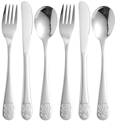 Nicphyn Juego de Cubiertos de Acero Inoxidable, 6 piezas (2 Tenedores Tenedor, 2 Cucharas, 2 x Cena Cuchillo), Cubertería, para Cocinas,Postres y Cantinas