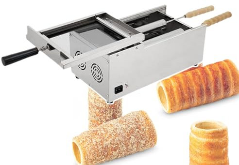 KJZQXYX Forno per Torta a Camino, Macchina per Pane a Camino Elettrico da 1500 W, Macchina a rulli per Cake Pop, Torta a Camino Ungherese, con 2 stampi in Acciaio Inossidabile (220V)