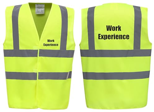 Brook Hi Vis Premium Safety Vest – Work Experience Printed Front & Back, High Visibility Waistcoat in 14 Vibrant Colours. (UK, Alpha, S, Regular, Regular, Standard, Yellow)