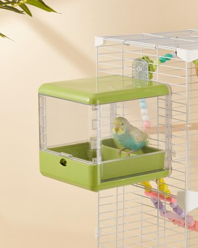 Bain d'oiseaux pour Cage, Bol Suspendu pour Oiseaux, Accessoires pour Cage à Oiseaux adaptés aux Oiseaux de Petite et Moyenne Taille, perroquets, inséparables, pinsons, perruches (Vert)