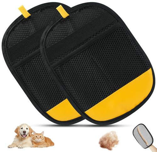 Alaoo Guante Quitapelos Mascotas,2 Piezas Double-Sided Pet Grooming Gloves,Guante Reutilizable Quita Pelo Mascota,Electrostáticos Automáticos Guante Quitapelos Mascotas para Gatos, Perros y Sofás.