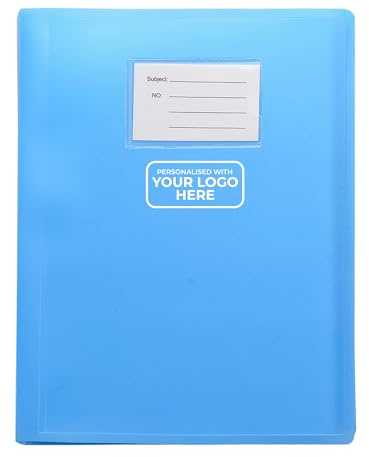 Arpan Personalised Custom Logo A4 Display Book, 104 Pockets, 208 Views, Presentation Portfolio Folder with Clear Sleeves for Students, School Projects, Choir Sheet Music, Office Documents (Blue)