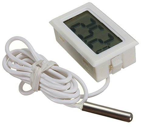 DollaTek Monitor de Temperatura Digital LCD Termómetro con sonda Externa para el refrigerador y congelador Acuario - Blanco