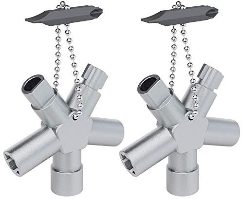 ABSINA Universalschlüssel mit 6 Profile 2er Pack - Dreikantschlüssel Vierkantschlüssel Schaltschrankschlüssel Vierkant Dreikant - Universal Schlüssel für gängige Schränke & Absperrsysteme