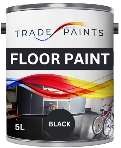 Trade Paints Heavy Duty Quick Dry Floor Paint - Garage, Workshop, Warehouse, Industrial Floor Paint - Ideal For Concrete, Stone, Brick, Wood & Metal (Black, 5 l Pack of 1)