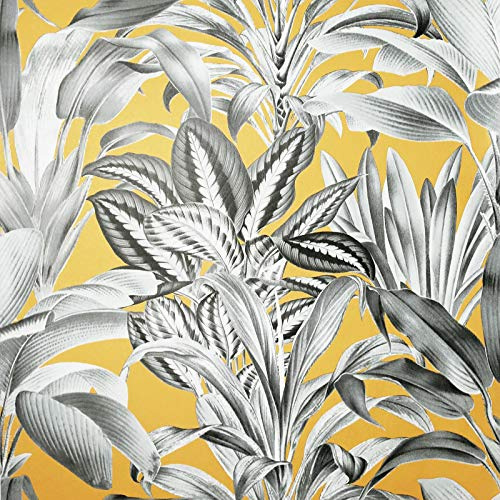 Arthouse Greenhouse Plants Ochre Yellow Wallpaper - Foliage Plant Botanic Design - for Living Spaces & Feature Walls - Kitchen Bedroom Hallway Dining Room Office Study 10.05m x 0.53m Roll 909502