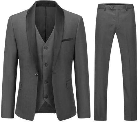 YOUTHUP Trajes para Hombre Slim Fit Traje de 3 Piezas de Ceremonia de Boda Solapa de Chal Smoking Blazer Pantalones Chaleco