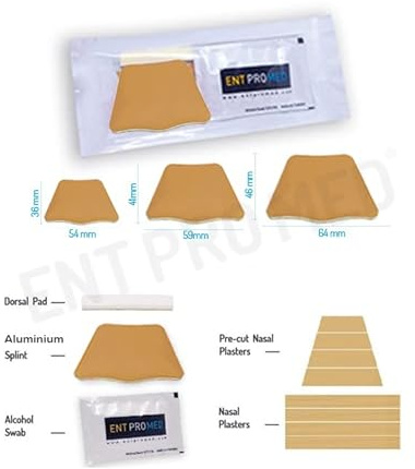 ENTPROMED Aluminium External Nasal Splint - Beige Colour- a kit, Nasal Splint, Post Nasal Surgery, Rhinoplasty, Septoplasty, ENT Product. (Medium 41mm x 59mm)