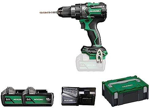HIKOKI Akku Schlagbohrschrauber DV18DCWPZ, 13mm Metall-Schnellspannbohrfutter (18V, 2x 5,0Ah Li-ion Akku, Max. Festdrehmoment hart: 140 Nm, Brushless, Zubehör: im HSCII Koffer)