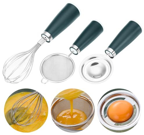 TAIZER Separa Separatore Tuorlo Albume,Frusta,Separatore Uova,Set di 3 pezzi di Utensili per Uova, Strumenti da Cucina in Acciaio Inossidabile per la Cottura e i dolci