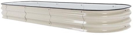 Cassetta da Giardino Robusta Aiuola da Giardino Rialzata Installazione Semplice per Piantare Ortaggi Scuole e Asili Acciaio 195x60x20 Cm (Bianco avorio)